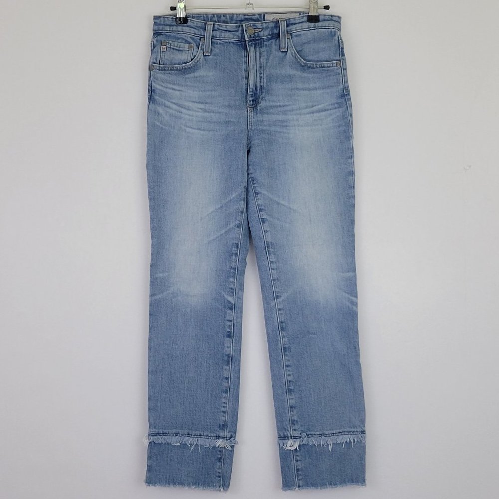 AG Isabelle High Rise Straight Crop Fray Double Hem Jean in Awestruck